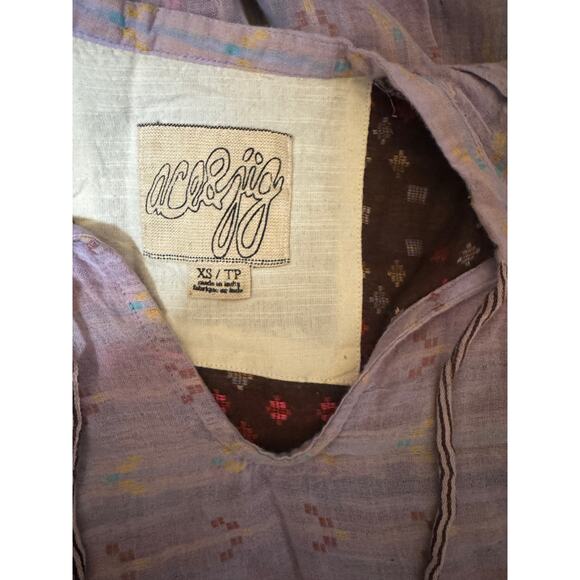 Ace & Jig Purple Ikat Woven Dress XS – Short Sleeve Midi, Handwoven Cotton - Picture 6 of 7